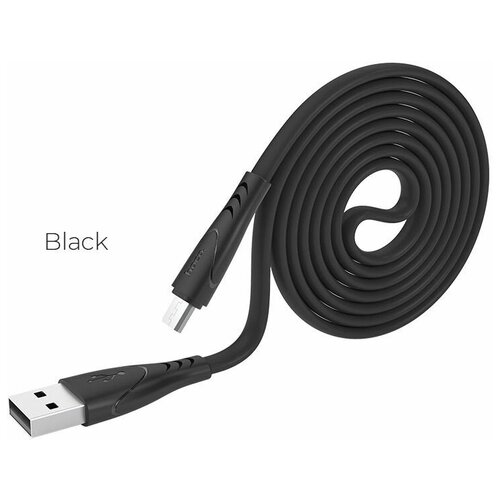 Кабель USB - микро USB HOCO X42 Soft, 1.0м, плоский, 2.4A, силикон, огнестойкий, цвет чёрный кабель usb apple 8 pin hoco x42 soft 1 0м плоский 2 4a силикон огнестойкий цвет белый