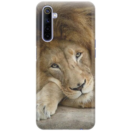 фото Ультратонкий силиконовый чехол-накладка для realme 6 с принтом "спокойный лев" gosso