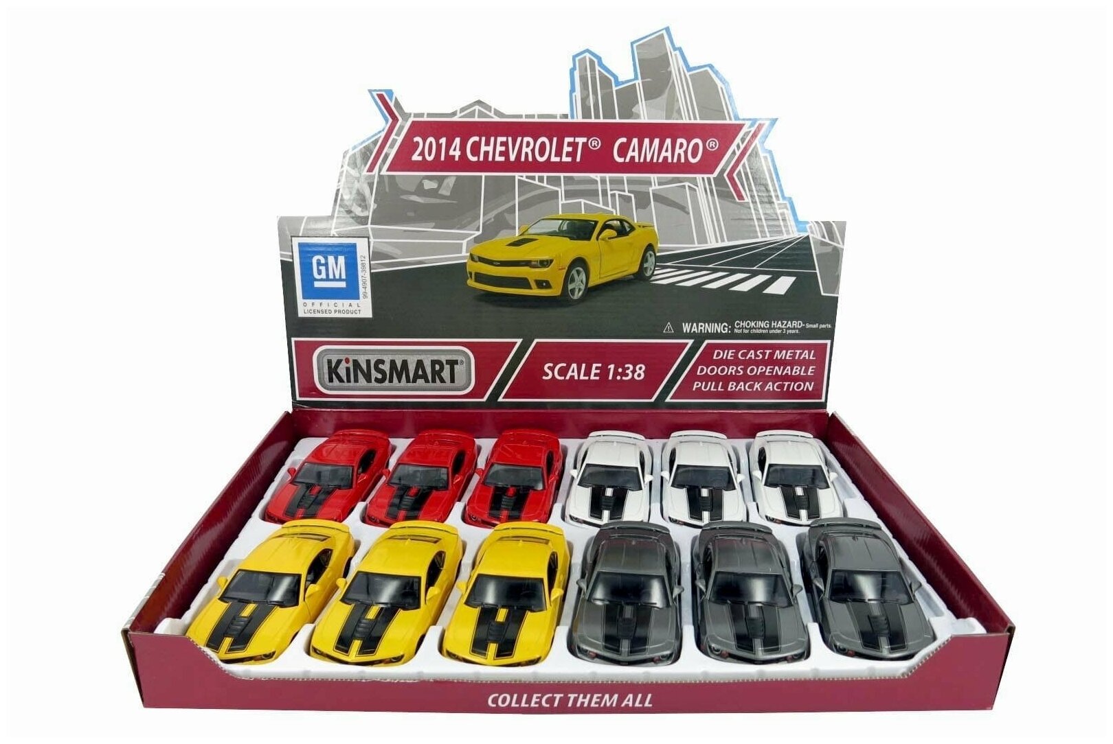 Металлическая машинка Kinsmart 1:38 2014 Chevrolet Camaro с принтом KT5383DF, инерционная / Микс