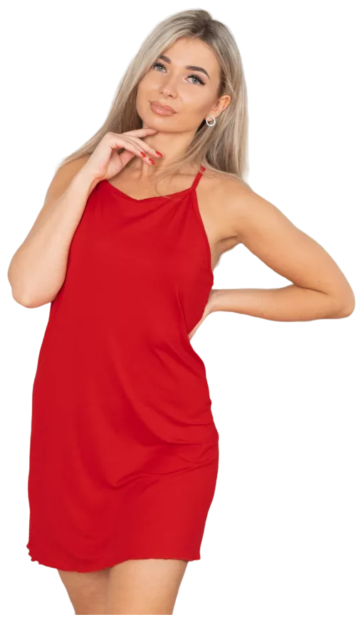 Сорочка С ажуром на спине женская вискоза иваново красная Р-52 - фотография № 1