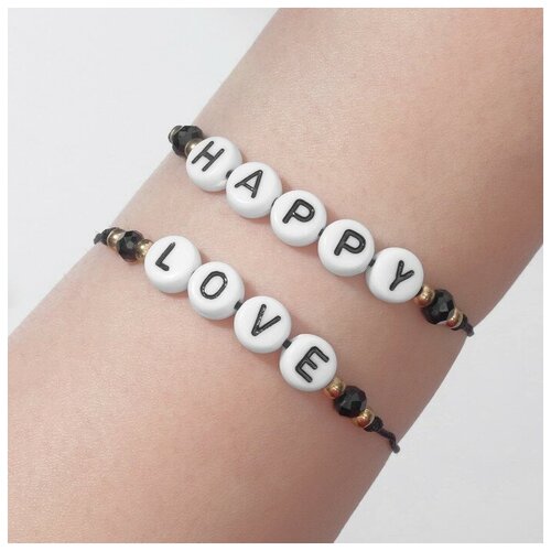 фото Браслет queen fair, стекло, металл, пластик, размер 7 см, черный, белый