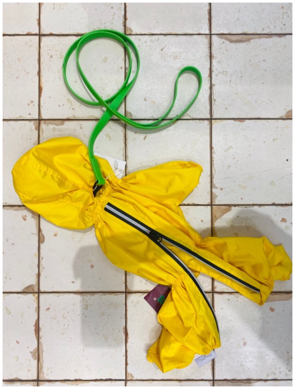 Дождевик DOGMODA с капюшоном и молнией по спинке - унисекс, желтый р. 4 - фотография № 6