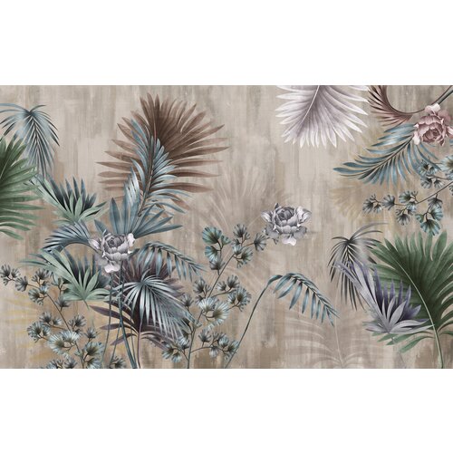 Моющиеся виниловые фотообои GrandPiK Удивительные цветы и листья, 400х250 см