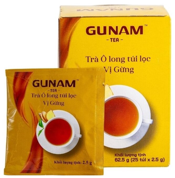 Чай Улун имбирный (GUNAM Oolong Ginger Tea) 62.5 г (25 фильтр-пак. по 2.5 г) - улун 78% - фотография № 2