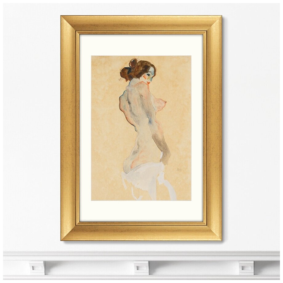 Репродукция картины в раме Standing Nude with White Drapery, 1912г. Размер картины: 50,5х70,5см