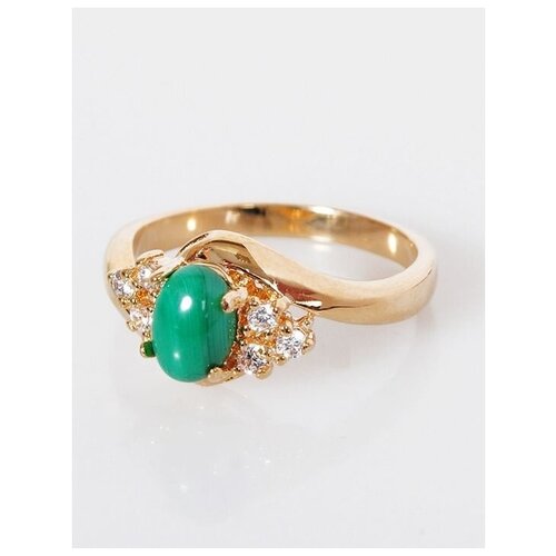 Кольцо помолвочное Lotus Jewelry, малахит, размер 17, зеленый