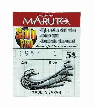 Крючки рыболовные офсетные MARUTO 1957 SPIN PRO Цвет: BN Размер: №1 (Упак. 5шт)