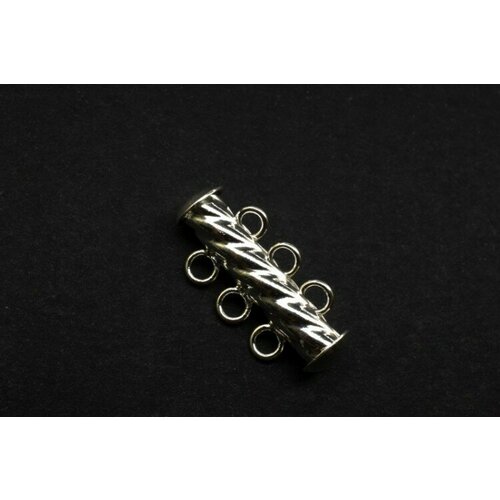 Замок-слайдер на 3 нити 22х11мм, отверстие 2мм, цвет серебро, сплав металлов, 08-040, 1шт