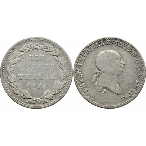 (1819) Монета Германия (Гёссен-Кассель) 1819 год 1/2 талера Вильгельм I VF клуб нумизмат монета 1 24 талера саксонии 1628 года серебро герб
