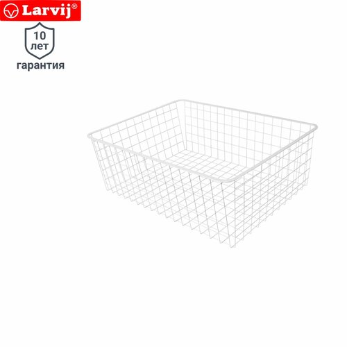 Корзина сеточная Larvij 55x41x18 см сталь цвет белый 2992₽