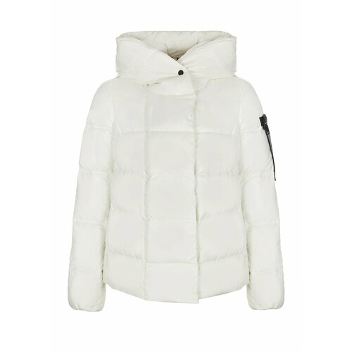 фото  куртка peuterey, демисезон/зима, средней длины, силуэт прямой, капюшон, карманы, размер 42, белый