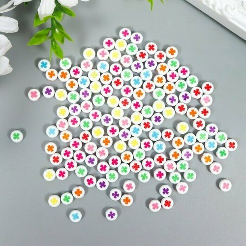 Бусины для творчества пластик Яркий клевер на белом набор 20 гр 07х07 см 413₽