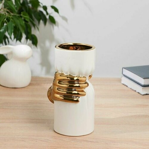 Ваза керамика Дерк d-9 см h-195 см золотисто-белый 3720₽