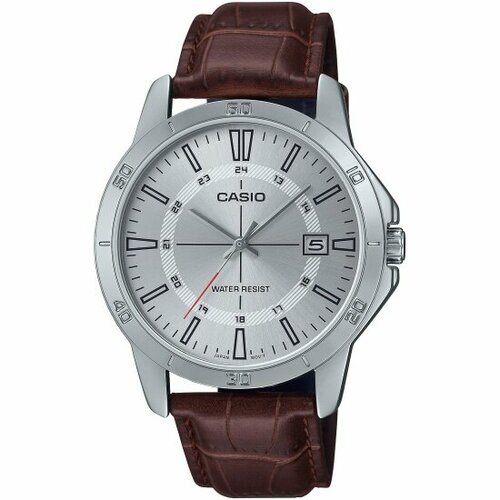 фото Наручные часы casio collection, серебряный, коричневый