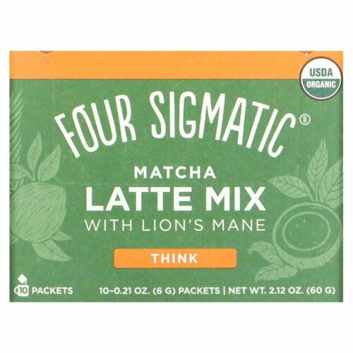 Four Sigmatic, Matcha Latte Mix with Lion' s Mane, Think, 10 Packets, 0.21 oz (6 g) Each