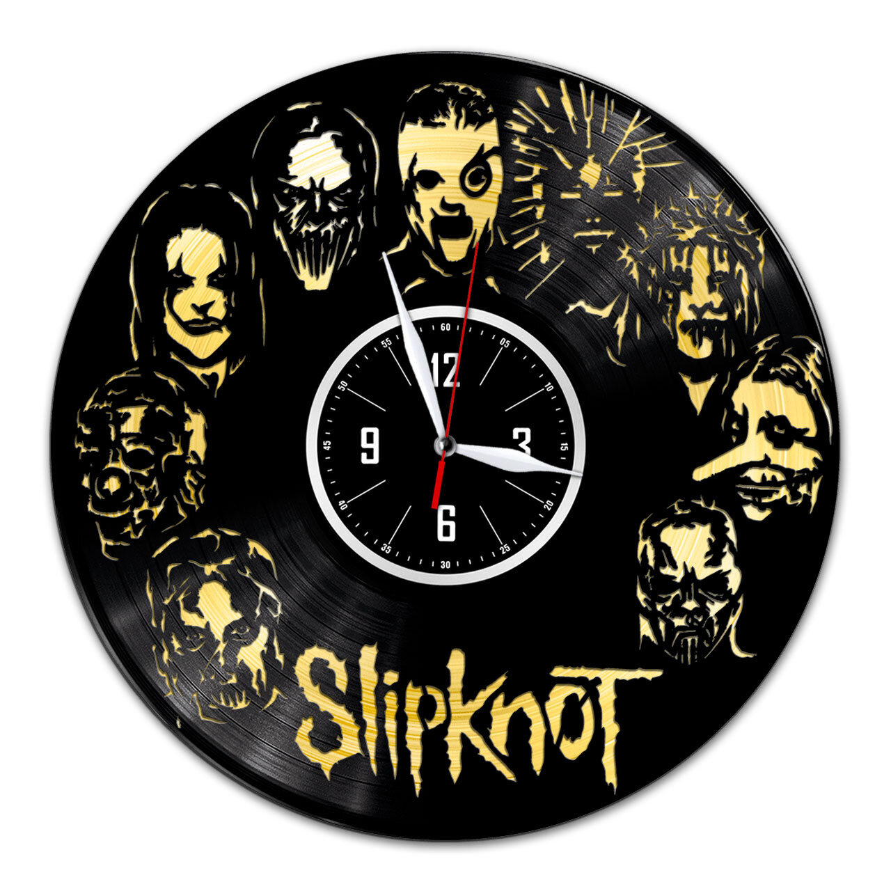 Slipknot - настенные часы из виниловой пластинки (с золотой подложкой)