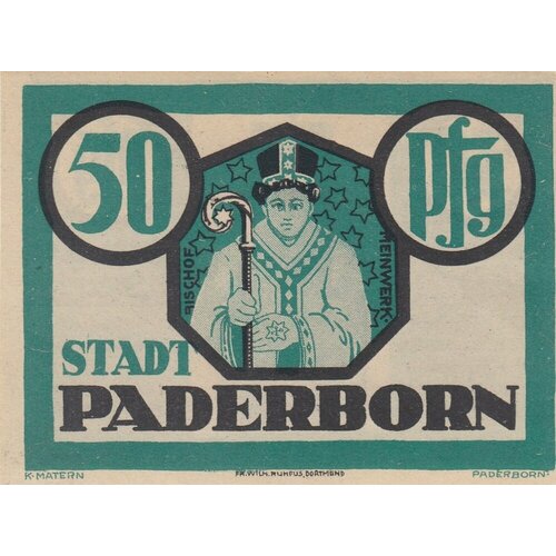 Германия (Веймарская Республика) Падерборн 50 пфеннигов 1921 г. (Вид 4) (2)