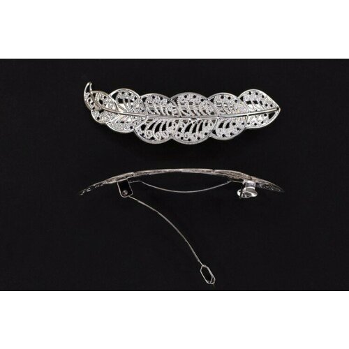 Основа заколки для волос филигрань 95х25мм цвет серебро сплав металлов 19-002 1шт 245₽