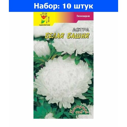 Астра Башня Белая пионовидная 0,3г Одн 70см (Цвет сад) - 10 пачек семян