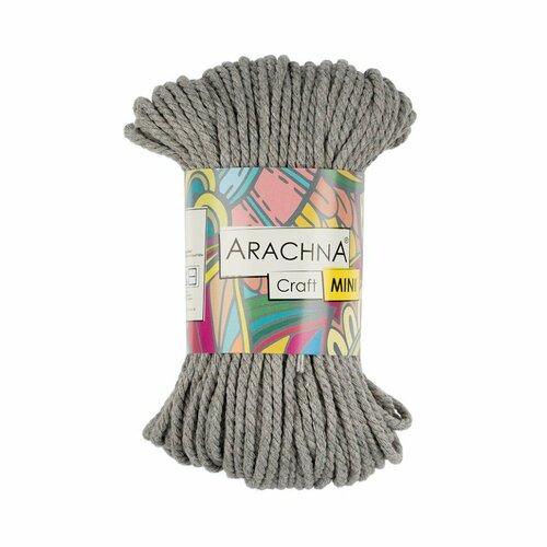 фото Пряжа arachna craft mini (75% хлопок, 25% фибра) 3х94,1г/30,48м цв.06 серый
