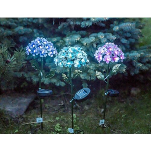 Kaemingk (Lumineo), Садовый светильник Solar гортензия на солнечной батарее, сереневая, 26 холодных белых микро LED-огней, 54 см 895686-сиреневый