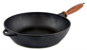 Фото Сотейник Ситон С2860Д с деревянной ручкой, чугунный, черный, диаметр 28см, глубина 6см / посуда / аксессуары для кухни дер. руч.