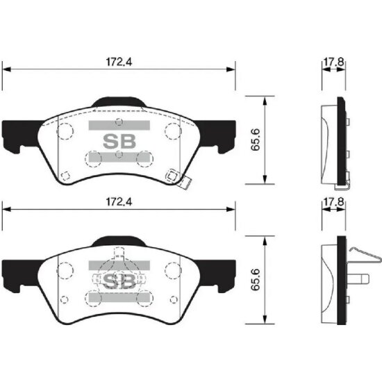 Колодки тормозные передние Sangsin Brake для DODGE Caravan / CHRYSLER Voyager 00-> для 16"диска, 4 шт