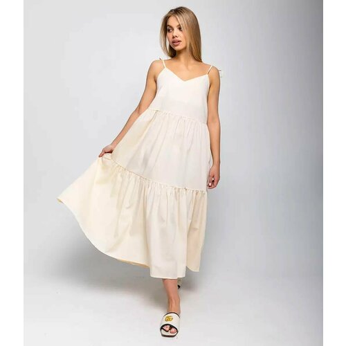 Платье DommoD, размер 44-48, бежевый, белый