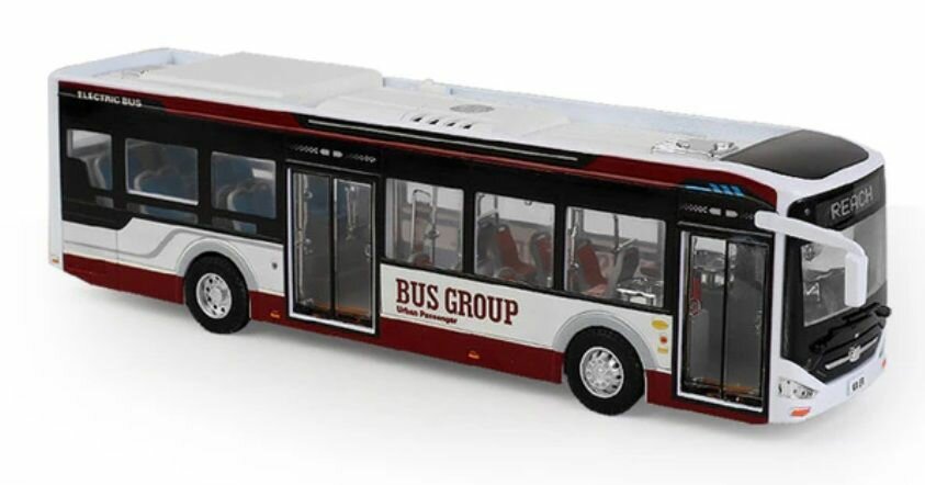 Коллекционный детализированный автобус со светом и звуком. Масштаб 1:42 (Длина - 30 см, красный)