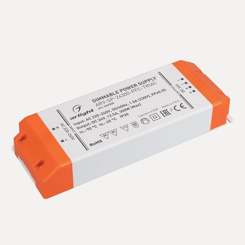 Изображение товара Блок питания ARV-SP-24300-PFC-TRIAC (24V, 12.5A, 300W) (Arlight, IP20 Пластик, 5 лет) 047035