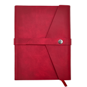 Красный кожаный ежедневник Shiva Leater с отделкой Pull-Up, с застежкой на кнопку и декоративной горизонтальной полоской