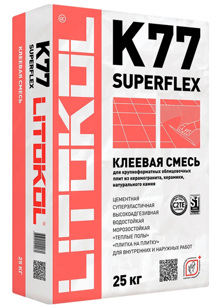 Litokol Клеевая смесь для плитки SUPERFLEX K77 цвет серый мешок 25 кг