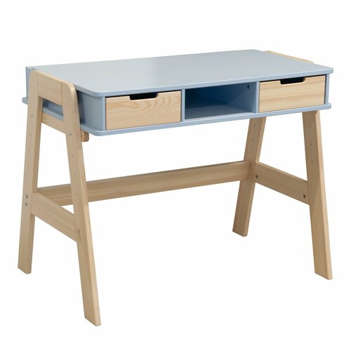 Стол письменный детский парта 2 ящика Чек многоуровневая с ножками из массива сосны синий 17400₽