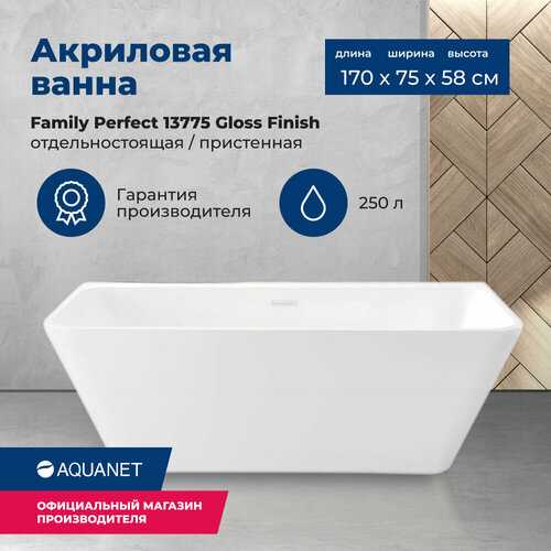 Акриловая ванна Aquanet Family Perfect 170x75 13775 Gloss Finish акриловая ванна aquanet family perfect 170x75 13775 matt finish панель black matte