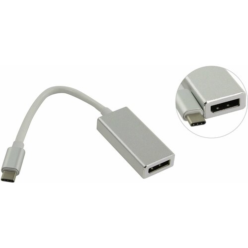 Кабель-адаптер B&P USB-C -> DisplayPort (F) 0,2м серебристый переходник для macbook usb type c to usb