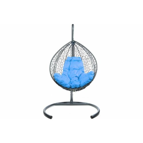 Подвесное кресло M-group капля складной, с ротангом серое голубая подушка подвесное кресло m group капля ротанг серое коричневая подушка