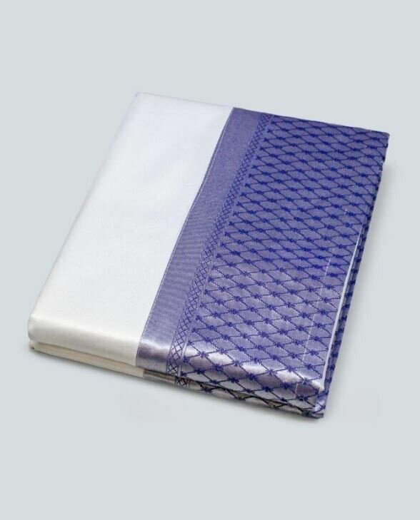 фото Скатерть квадратная с каймой – Кобальтовая сетка (180*180 см)