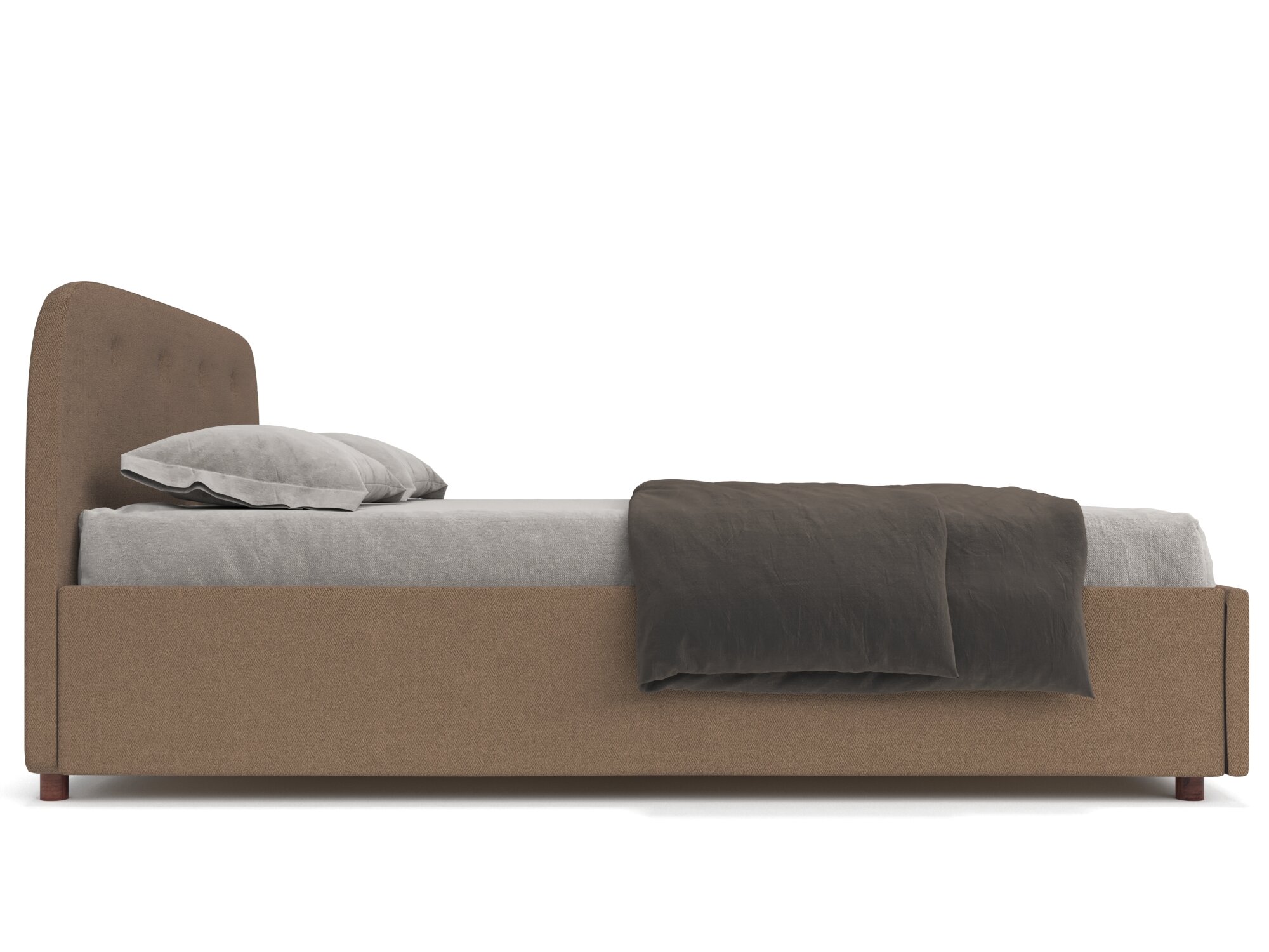Двуспальная кровать Soft Element Эльба 180х200 Brown, с мягким изголовьем, с подъемным механизмом, с ящиками, рогожка, коричневый, на ножках