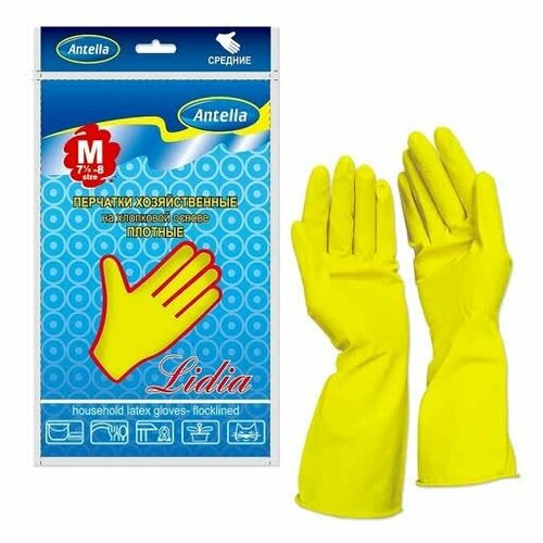 Перчатки резиновые с хлопком плотные лидия M 448₽