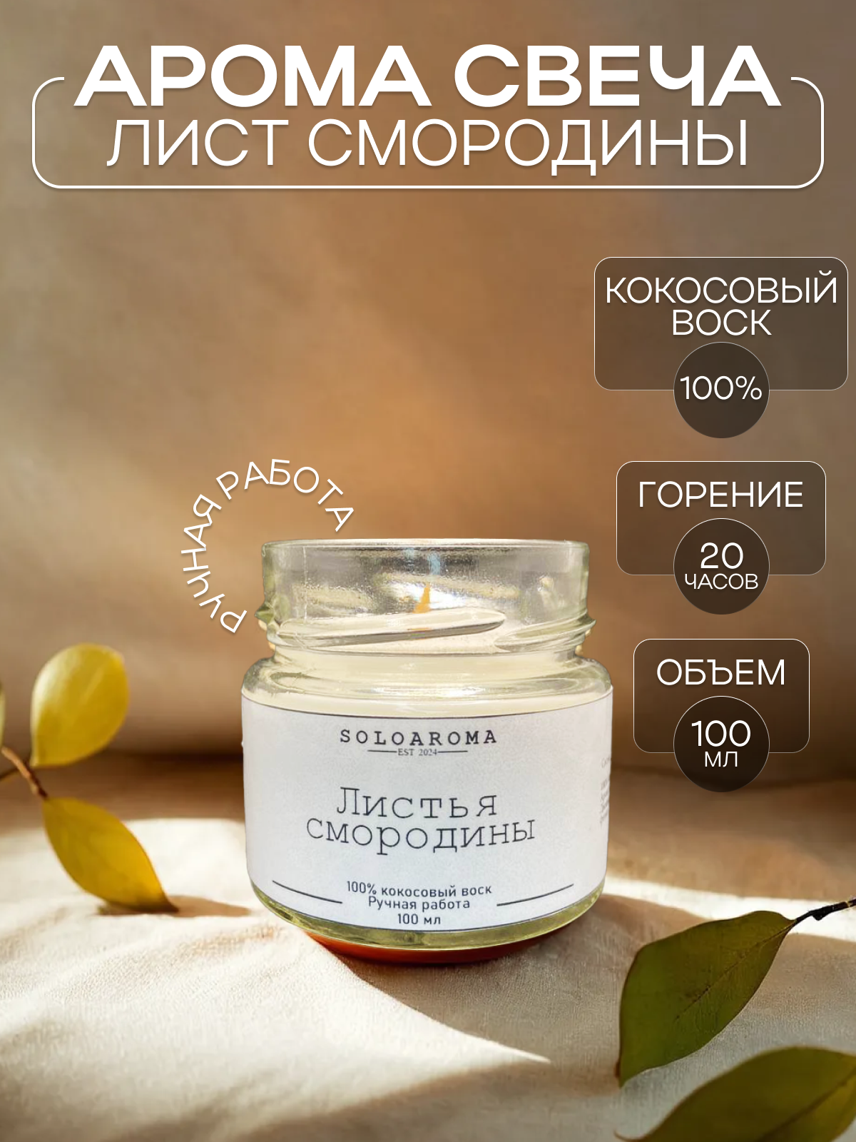 SOLOAROMA Ароматическая свеча Листья смородины