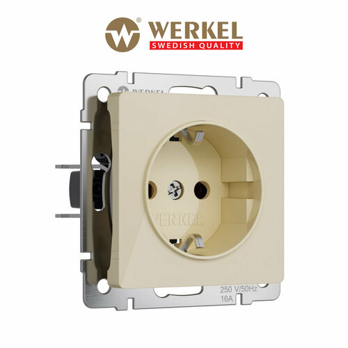 фото Розетка с заземлением werkel w1171043 айвори акрил ip20