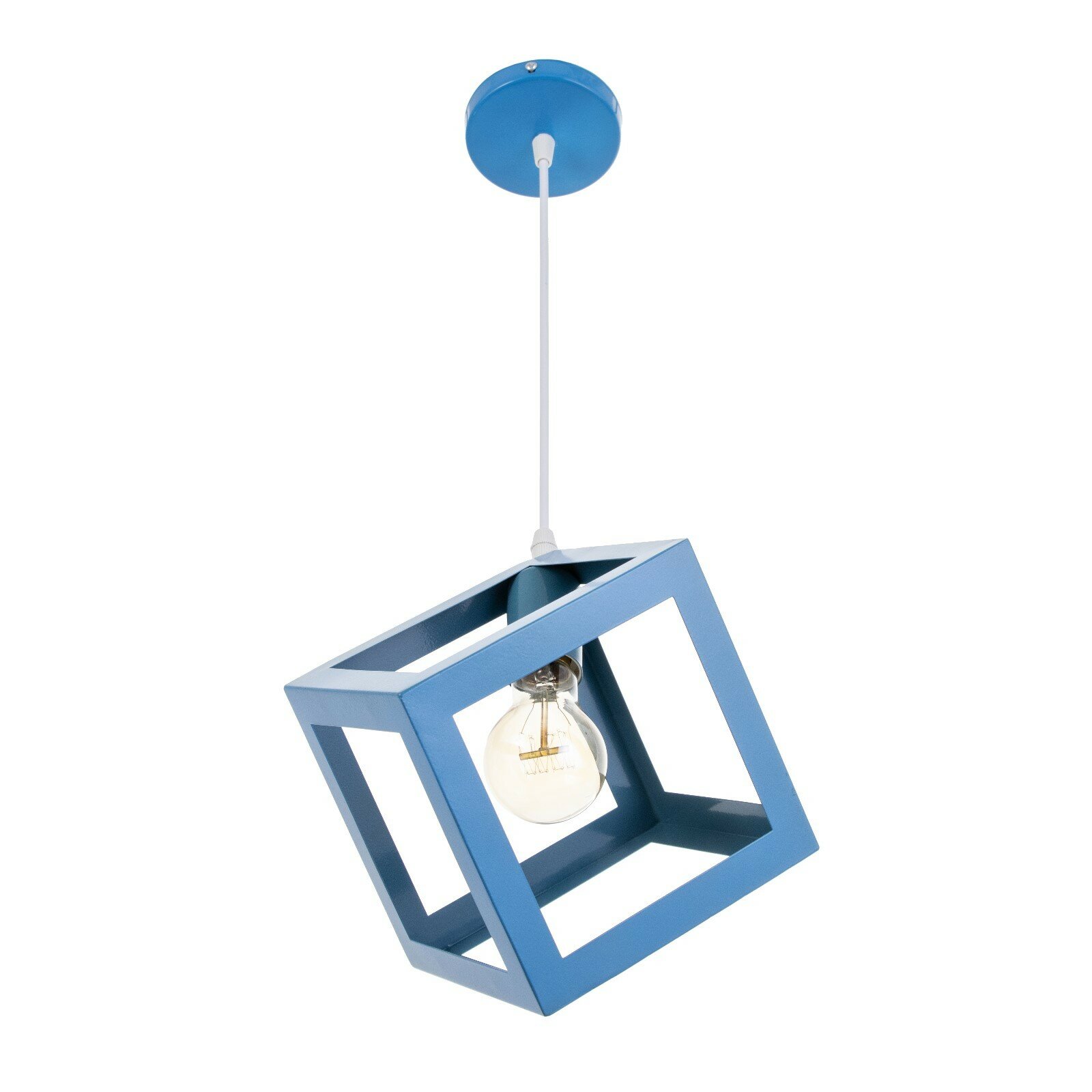 фото Светильник BayerLux Подвес BayerLuxной "Квадрат" 1x40Вт E27 синий 16х16х18-116 см