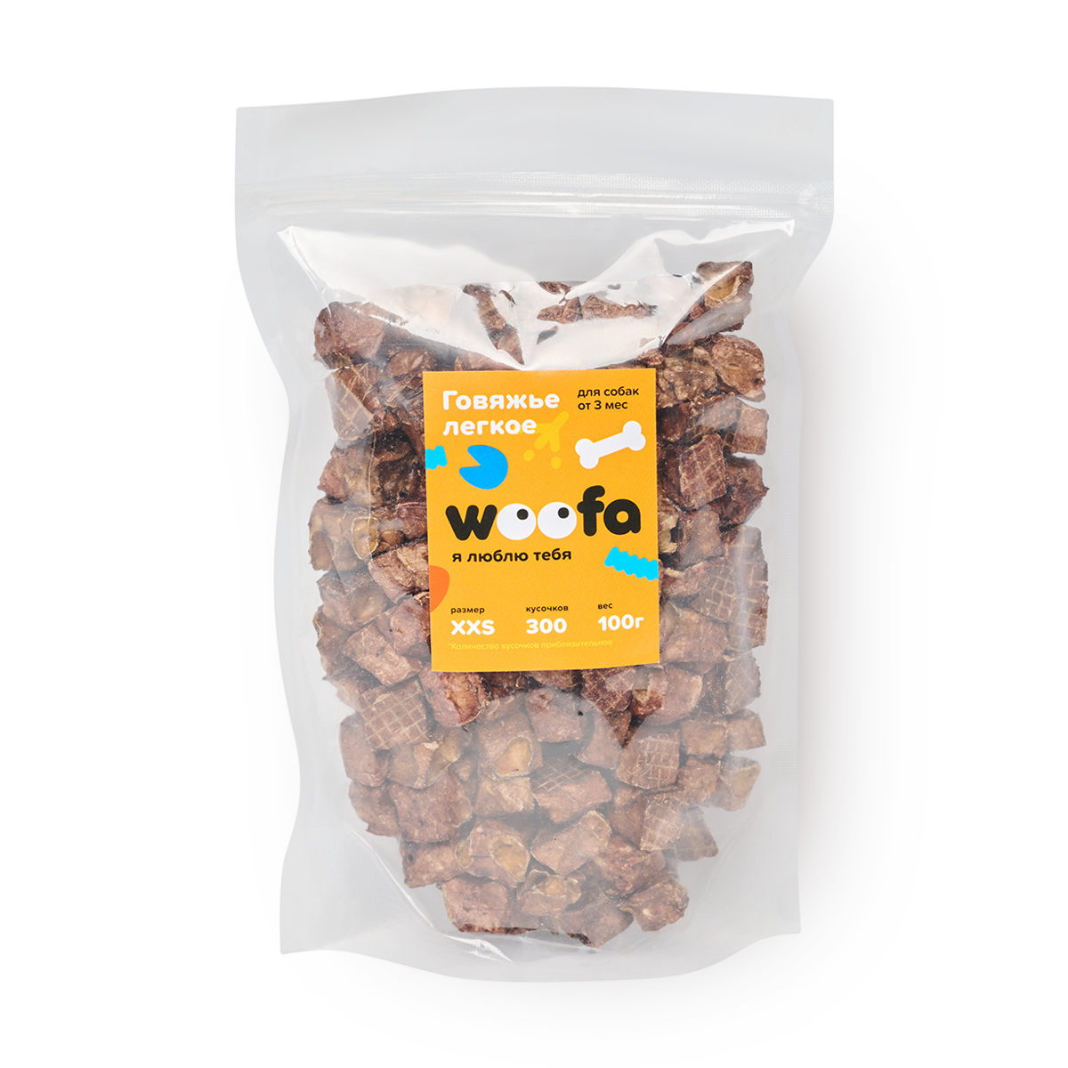Лакомство для собак Говяжье лёгкое Woofa, 100 г