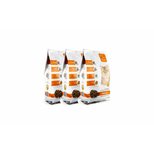 Clan Classic Delicious 32/15 сухой корм для взрослых кошек, с индейкой и белой рыбой - 1,25 кг х 3 шт.