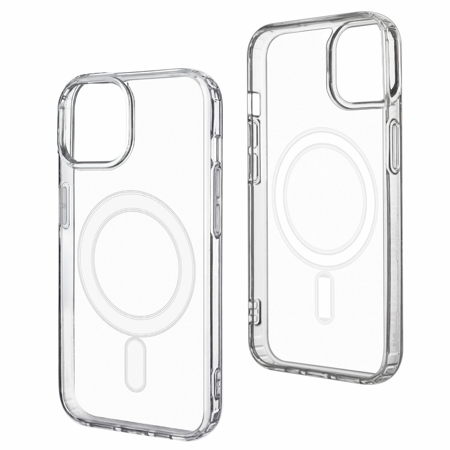 Магнитный противоударный чехол для iPhone 15 (айфон 15) силиконовый прозрачный MagSafe, функция беспроводной зарядки