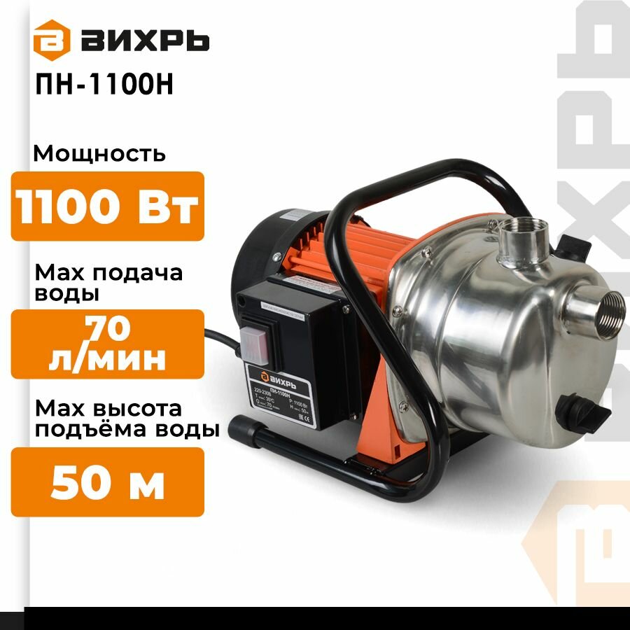 Насос садовый Вихрь ПН-1100Н поверхностный, 432425