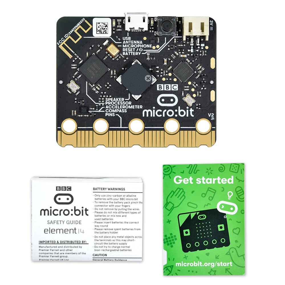 Оригинальный комплект Micro: Bit Go для платы BBC Micro: bit V2 + держатель батареи без батарей AAA + кабель Micro USB для кодирования и программирования, Kit No battery — фото 1