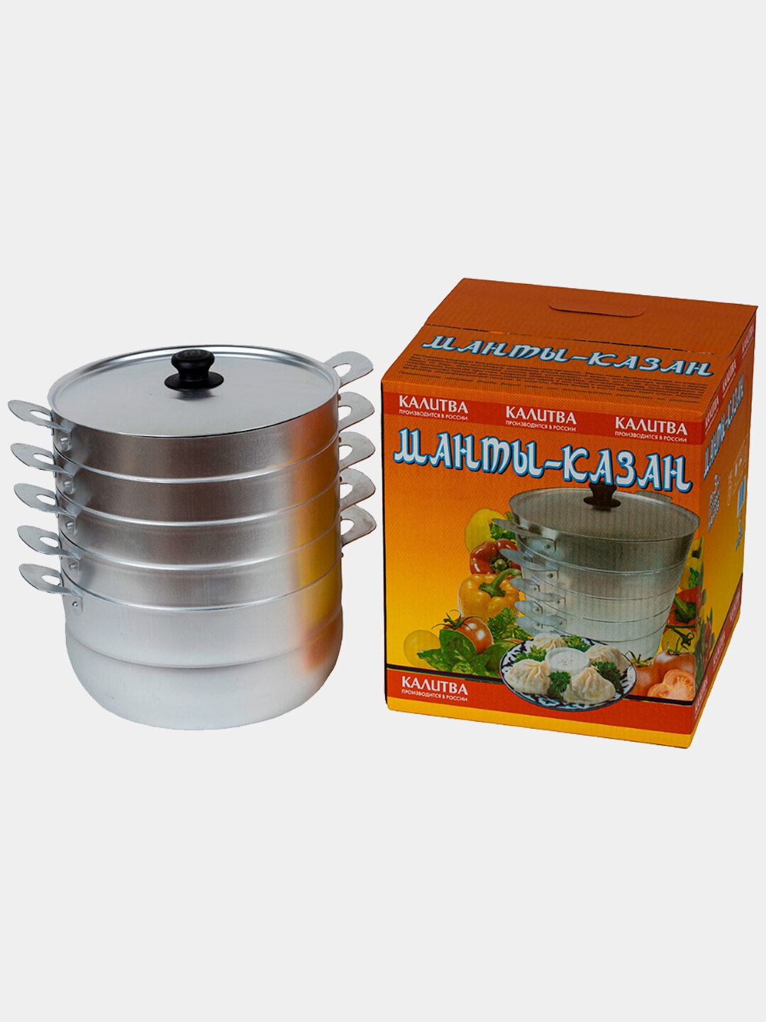 Манты-казан Kalitva, 6 литров, 4 сетки, мантоварка алюминиевая — фото 1