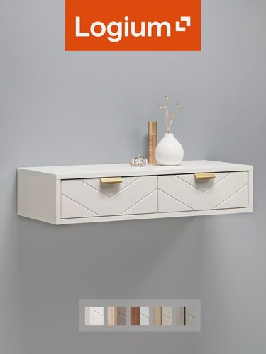 Изображение товара Туалетный столик подвесной LOGIUM Венеция 16.155.02 Белый шагрень, 75 см х 34 см х 16 см