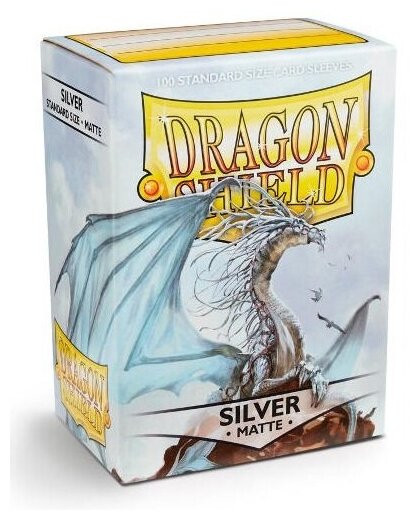 Протекторы Dragon Shield матовые Silver 64x89 мм, 100 шт. для карт MTG, Pokemon